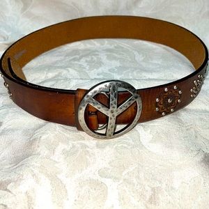 Brighton Leather Peace Buckle Belt